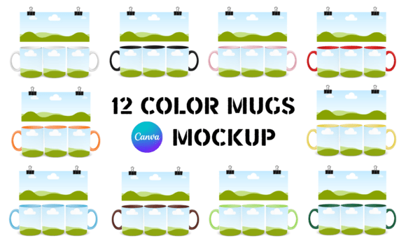 12 Color Mug Mockup - Canva Template for Stunning Displays