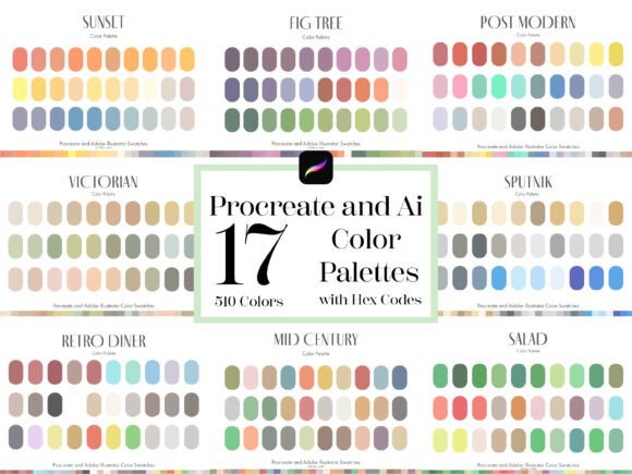 17 Procreate and Illustrator Color Palettes with Hex Codes
