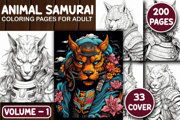 200 Animal Samurai Color Page for Adult: Your Digital Canvas