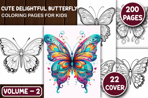 200 Cute Delightful Butterfly Color Page: A Creative Asset for Modern Designers
