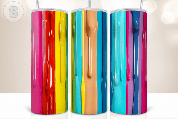 3D Color Dripping 20Oz Tumbler Wrap: A Bold Visual Statement