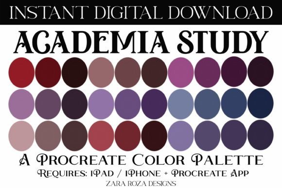 Academia Study Procreate Color Palette: Gothic & Scholarly Tones