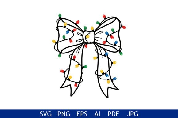 Christmas Bow with Color Lights: Your Festive Design Asset
