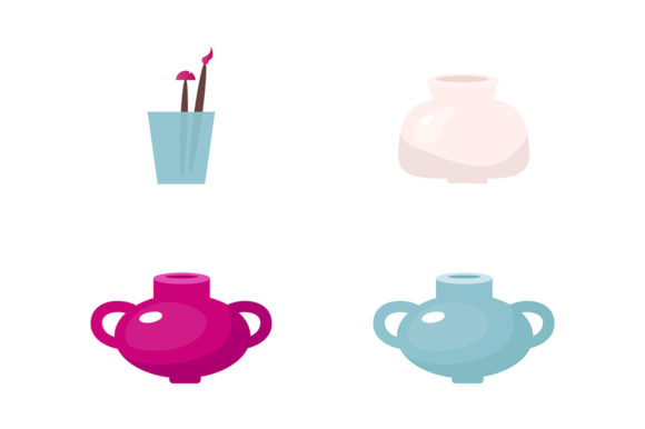 Creative Pottery: The Pots Flat Color Vector Objects Set