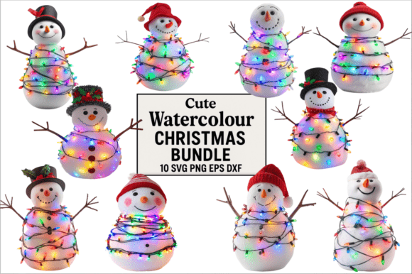 Cute Watercolour Christmas Bundle: Festive Design Assets