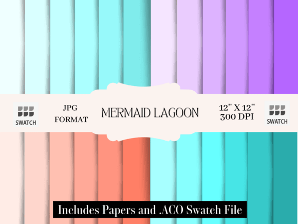 Dive into Enchantment: The Mermaid Lagoon JPGs & Color Swatches Bundle