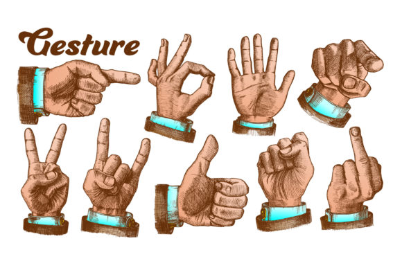 Expressive Visuals: The Multiple Male Color Hand Gesture Set