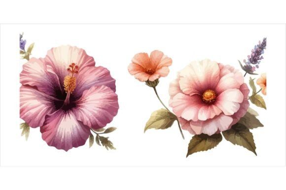 Soft Hand-Painted Florals: The Watercolour Flowers Bundle EPS