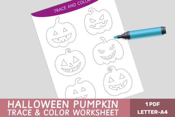 Spooky Fun: Halloween Pumpkin Trace & Color Activity