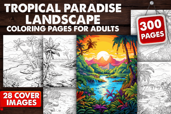 Tropical Paradise Landscape Color Pages: Your Digital Escape