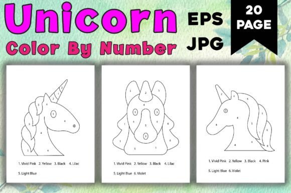 Unicorn Color by Number Pages 05: Creative KDP Assets