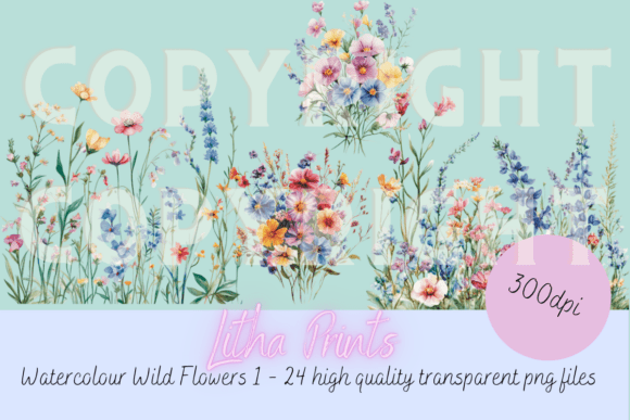 Watercolour Wild Flowers 1: A Complete Clipart Guide